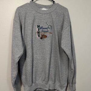 USED Woman's Gildan Long Sleeve Sweatshirt Hike Mount Pisgah Color Grey Size Med